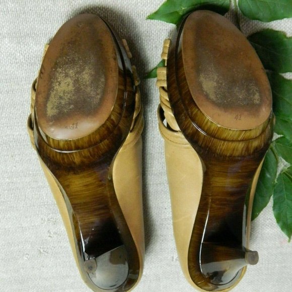 ZARA Heels Beige Tortoiseshell Peep Toe Platform Sexy Shoes Size 10 - Picture 10 of 10